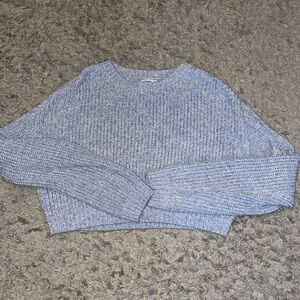 Women's Blue Knit Cropped Sweater